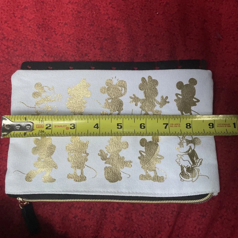 Disney Mickey Mouse Gold Silhouette Canvas Zipper Pouch‎ 9x5.5